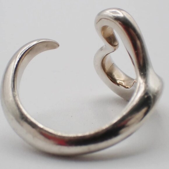 Tiffany & Co. Logo Open Heart Ring US 6 Silver 925 Elsa Peretti - Picture 4 of 8